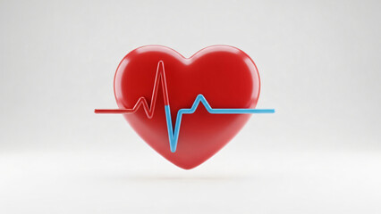 a red heart with a blue line on it