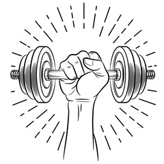 Doodle Hand Holding Dumbbell Adjustable Weight