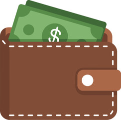 flat design icon of wallet with cash