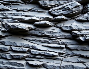 Rugged Basalt Rock Formation with Layered Textures and Soft Light