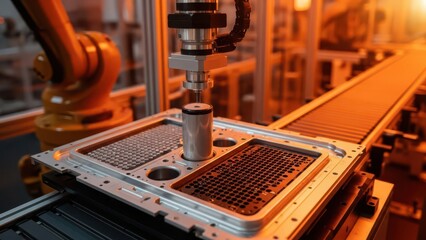 Automated assembly line manufacturing electronic components