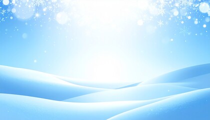 Bright winter background featuring soft sparkling snow under a clear blue sky, creating a clean and serene seasonal scene perfect for holiday cards, winter designs, banners, wallpapers and elegant cop