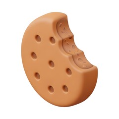 Delicious Bitten Cookie with Holes Illustration on White Background, Sweet Baked Snack