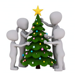 3d man with christmas tree