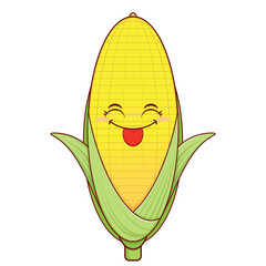 corn playful face cartoon cute