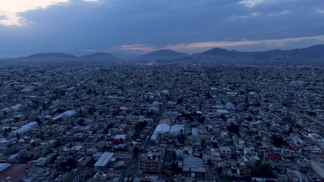 Evening settling over Ecatepec captured in drone shots