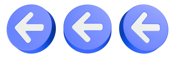 left arrow 3d rendering icon blue button