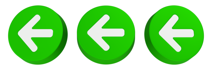 left arrow 3d rendering icon green button