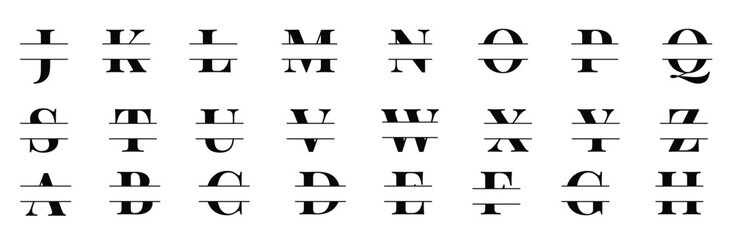 monogram split font alphabet letters and numbers typography © Bolja