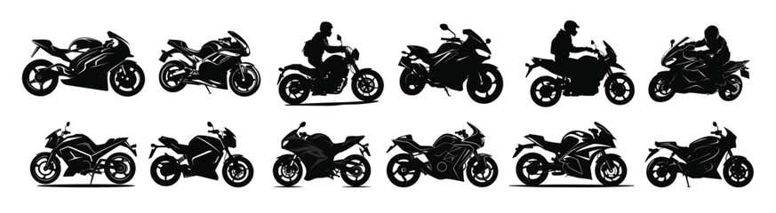 motorcycle silhouette clipart bundle © Bolja