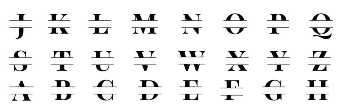 monogram split font alphabet letters and numbers typography