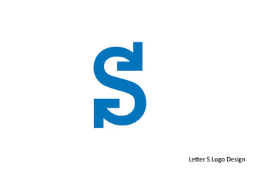 Modern letter S logo design concept featuring abstract curved arrows in blue on a white background