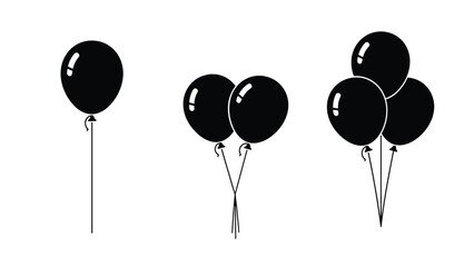 Black balloons floating in the air, a simple yet festive decoration for any celebration. © NezukoArt
