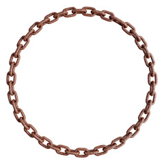 Circle shaped rusty metal chain frame
