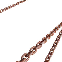 Straight stretched rusty chain diagonal view