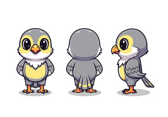 Cute Baby Falcon Cartoon Character.