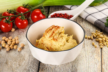 Natural chickpea hummus with paprika