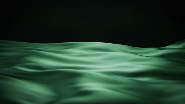 Abstract Green Silk Waves 4K - Luxurious Fabric Texture Background