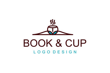 BOOK & CUP Elegant Logo Design for a Cozy Reading Experience or Cafe