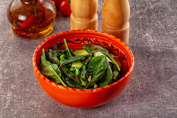 Vegetarian green salad with asparagus and avocado