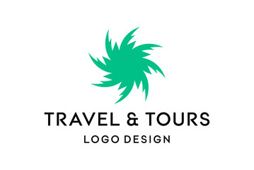 Dynamic Green Starburst Logo Design for Travel and Tours Agency - Modern Branding Identity for Adventure and Exploration Businesses