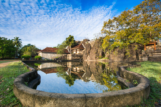Isurumuniya cave temple at the Sacred City of Anuradhapura, Sri Lanka, Asia
