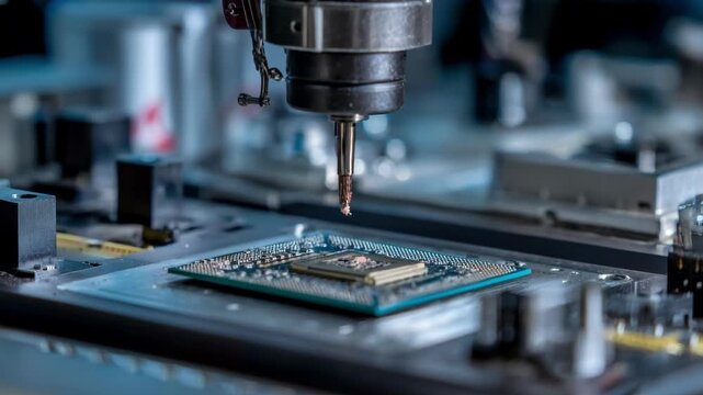 Engineer using precision tools to apply thermal paste on computer processors targeting maximum thermal conductivity to maintain optimal temperatures during heavy multitasking and
