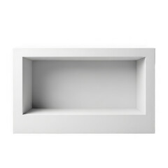 Minimalist white recessed shelf isolated on transparent background