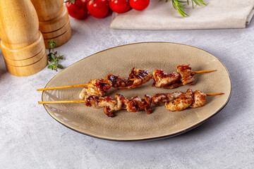 Yakitori - grilled chicken skin skewer