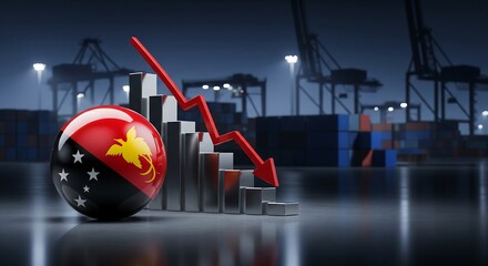 Papua New Guinea economy decline shown by falling graph