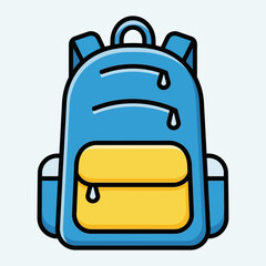 Cute backpack icon in flat vector style