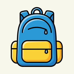 Cute backpack icon in flat vector style