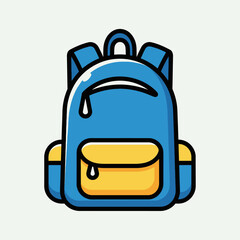 Cute backpack icon in flat vector style
