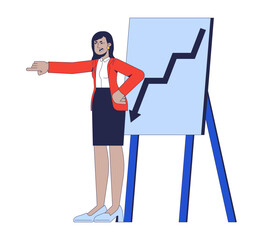 Angry business woman scolding for poor performance 2D cartoon character. Middle eastern female manager accusing for corporate failure flat vector person isolated on white. Spot illustration colorful