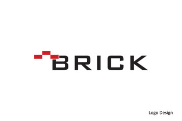 Bold and modern corporate identity emblem featuring a stylized red block pattern and strong black typography, ideal for a professional brand design concept