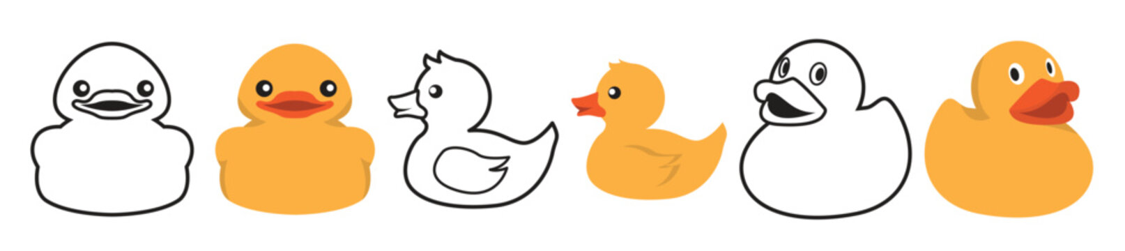 rubber duck color and outline vector