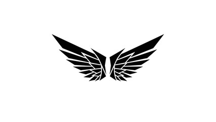 Obraz premium Silhouette of a flying eagle with angel wings in black vector style