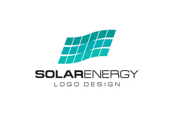 Renewable Energy Solar Panel Grid Logo Design for Sustainable Power Solutions
