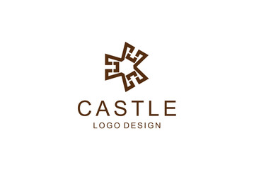 castle logo design Elegant abstract brown  featuring a unique interlocking pattern, ideal for sophisticated brand identity and corporate visuals