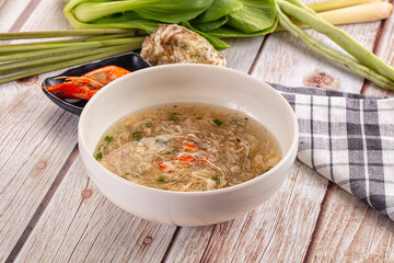 Asian soup with crab and prawn