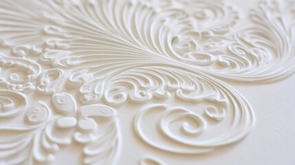 Closeup of embossed paper showcasing delicate raised patterns that enhance the tactile appeal of printed materials with elegant texture and refined craftsmanship.