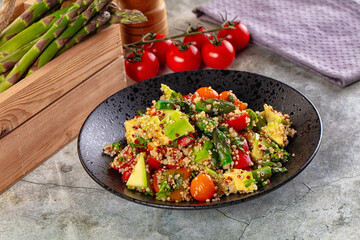 Salad with quinoa asparagus avocado