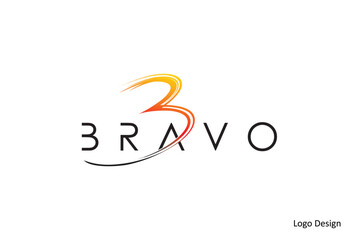 Bravo letter B logo design Dynamic and modern featuring a flowing, vibrant element, symbolizing energy, innovation, and a progressive brand identity for diverse businesses