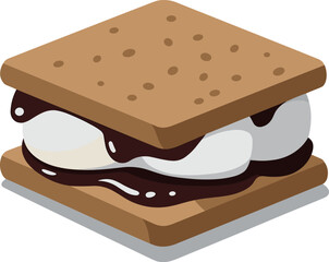 Chocolate Marshmallow S'mores Snack Illustration