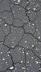 Fototapeta premium Rough asphalt texture with cracks and small stones, weathered surface detail, concrete, abstract
