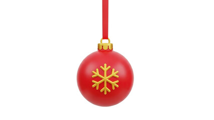 Christmas Red ball with Snowflake symbol isolated on transparent background