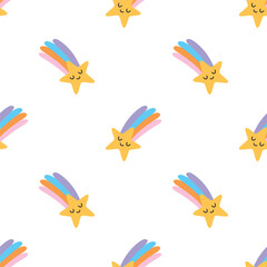 cartoon comet seamless pattern
