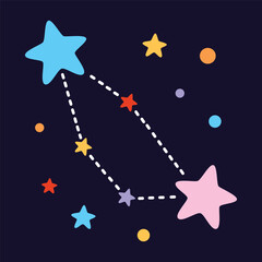 cartoon constellation, flat style
