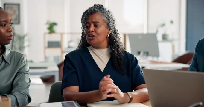 Discussion, team or manager in agency for meeting, explaining project requirements or brand expectations. Promotion strategy, talking or people with campaign director for guidelines, tech or planning