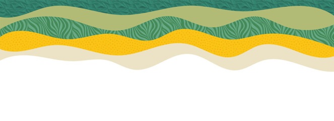 Naklejka premium Abstract agriculture field or farm card banner background. Vineyard valley pattern, countryside landscape, eco horizontal panorama template. Nature backdrop, organic green webpage header layout design